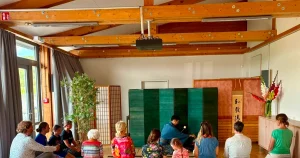 Chanoyu demonstration during a tea gathering in Herrsching am Ammersee, Germany.