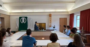 Chanoyu demonstration during a tea gathering in Kitzbühel, Austria.